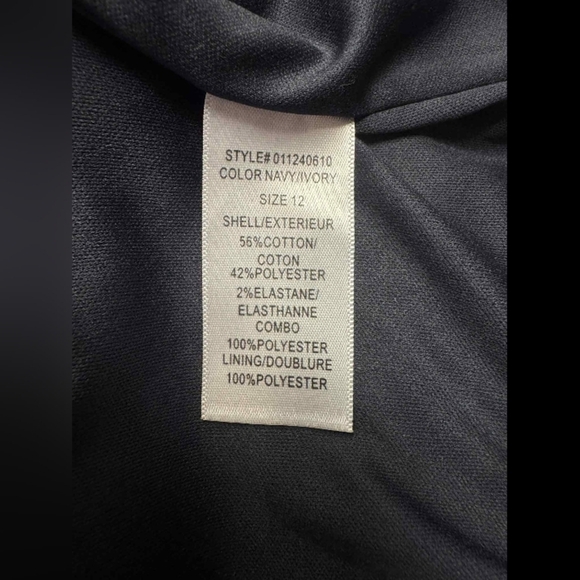 Adrianna Papell Dress Sleeveless Midi Navy/Ivory Size 12 - Picture 12 of 12